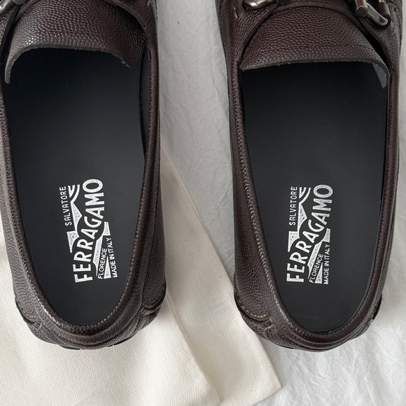 Salvatore Ferragamo Dark Brown Leather Loafers Men’s Size 13 - Picture 6 of 8